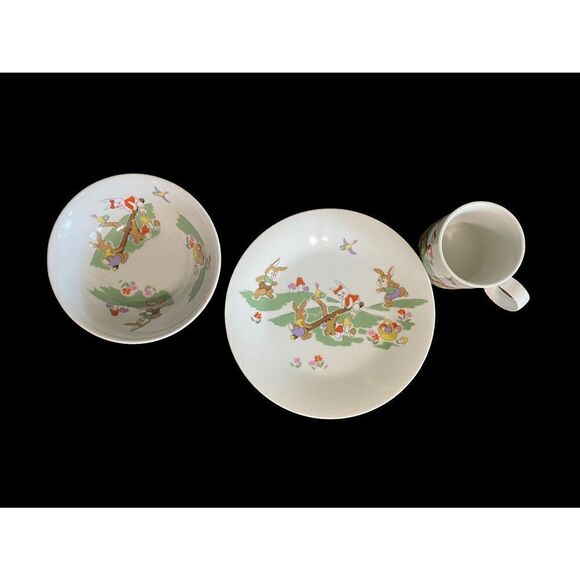 VINTAGE childrens ceramic dish set Japan - Picture 2 of 9